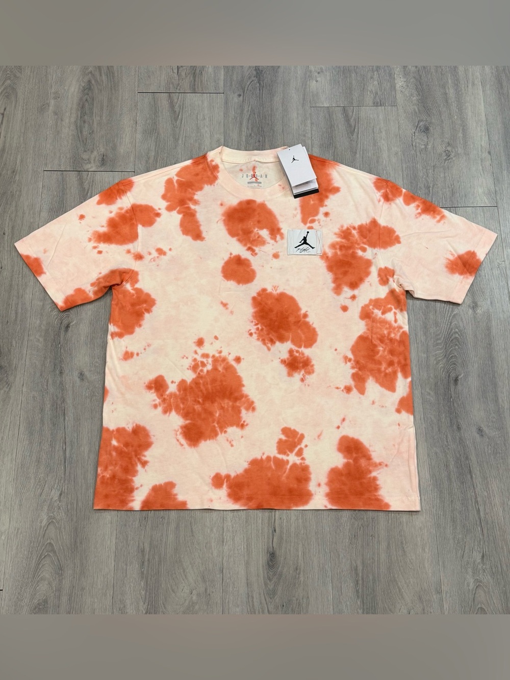 Jordan Unisex Orange & Cream Tie-Dye Oversized Fit Short Sleeve Athletic Tee - Picture 2 of 5